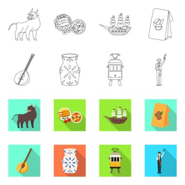 Vektör Illustration ve tarihi sembolü. Set ve ülke stok vektör illüstrasyon.