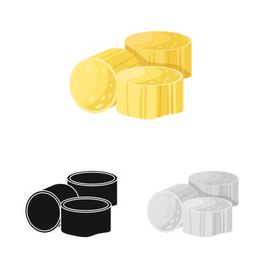 Kahverengi ve şeker simgesiizole nesne. Kahverengi ve küp stok vektör illüstrasyon seti.