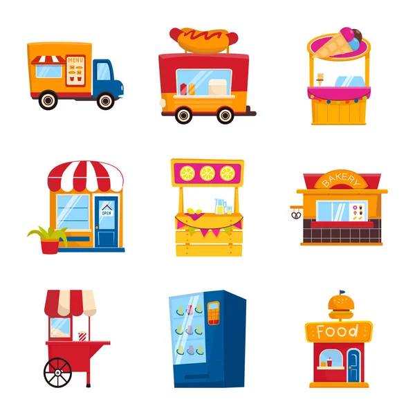 Ilustración vectorial e icono de cabina. Conjunto de y vending stock vector ilustración . — Vector de stock