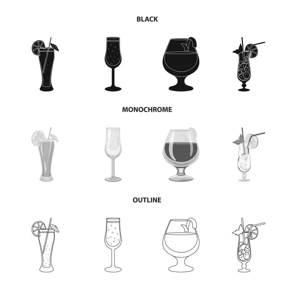 Μεμονωμένο αντικείμενο της πινακίδα του ποτού και του εστιατορίου. Σύνολο συμβόλων αλκοόλ και συστατικών για το Web. — Διανυσματικό Αρχείο