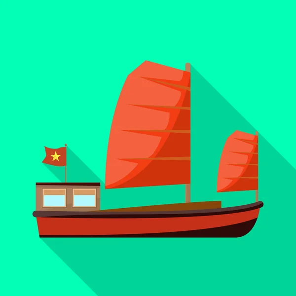 Ilustración vectorial de la nave y el icono vietnamita. Conjunto de barco y barco vector icono para stock . — Archivo Imágenes Vectoriales