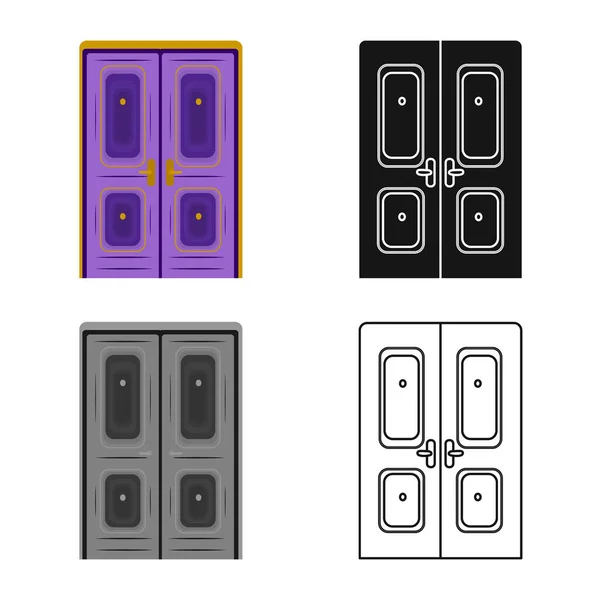 Vector illustratie van deur en hout symbool. Set van deur en ingang voorraad symbool voor web. — Stockvector