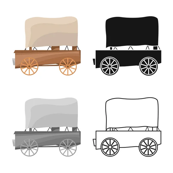 Isolated object of stagecoach and old sign. Graphic of stagecoach and brougham vector icon for stock. — Stock Vector