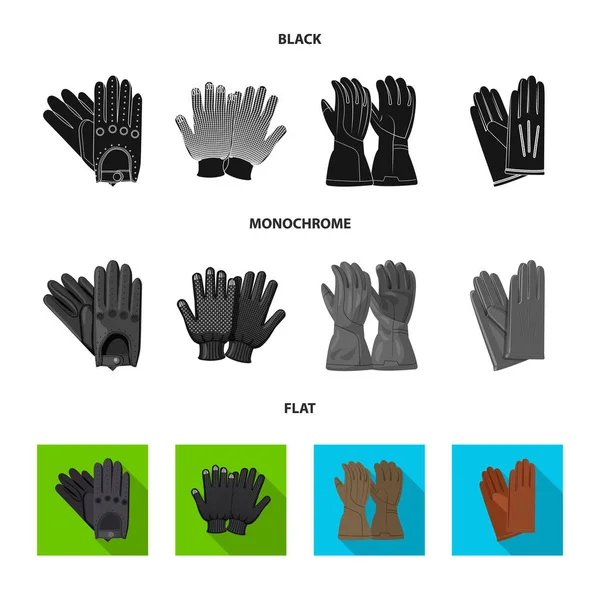 Vektor-Illustration von Handschuh und Wintersymbol. Sammlung von Handschuhen und Ausrüstung Vektor-Symbol für Lager. — Stockvektor