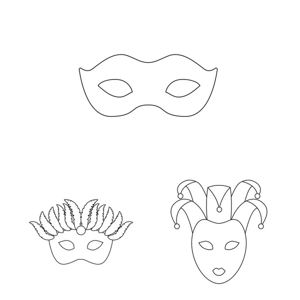 Ilustração vetorial de mascarada e símbolo de mistério. Coleção de mascarada e festival ilustração vetor estoque . — Vetor de Stock