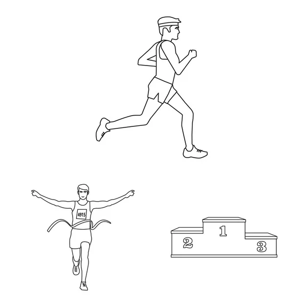 Vector illustration of exercise and sprinter icon. Collection of exercise and marathon stock symbol for web. — Stock Vector
