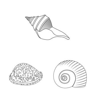 Egzotik ve deniz ürünleri logosu vektör tasarımı. Web için egzotik ve su stok sembolü seti.