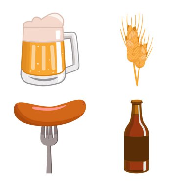 Bira ve bar işareti vektör tasarımı. Stok için bira ve pub vektör simgesi seti.