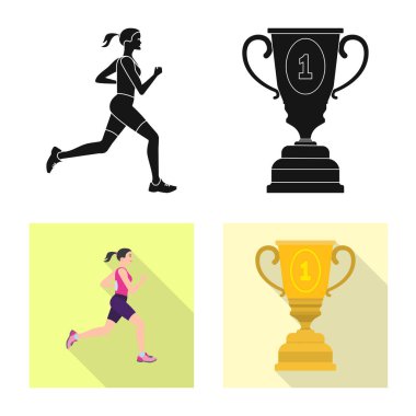 Spor ve kazanan logo vektör tasarımı. Spor ve fitness hisse senedi vektör çizim seti.