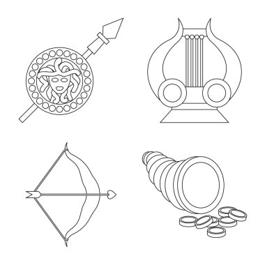 Mitolojinin izole nesnesi ve Tanrı işareti. Stok için mitoloji ve kültür vektör simgesi seti.