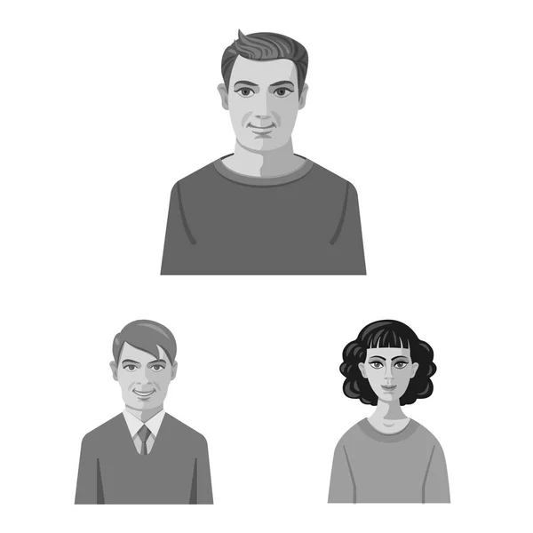 Diseño vectorial del icono de cara y persona. Conjunto de cara e icono de vector de retrato para stock . — Archivo Imágenes Vectoriales