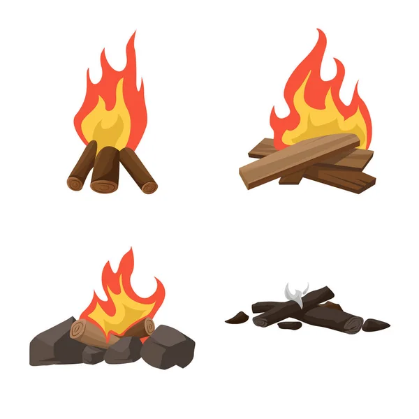 Diseño vectorial del icono de llama y fuego. Colección de llama y símbolo de stock de campamento para la web . — Vector de stock