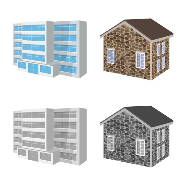 Ізольований об'єкт фасаду та значка житла. Колекція фасаду та інфраструктури Векторні значки для складів . — стоковий вектор