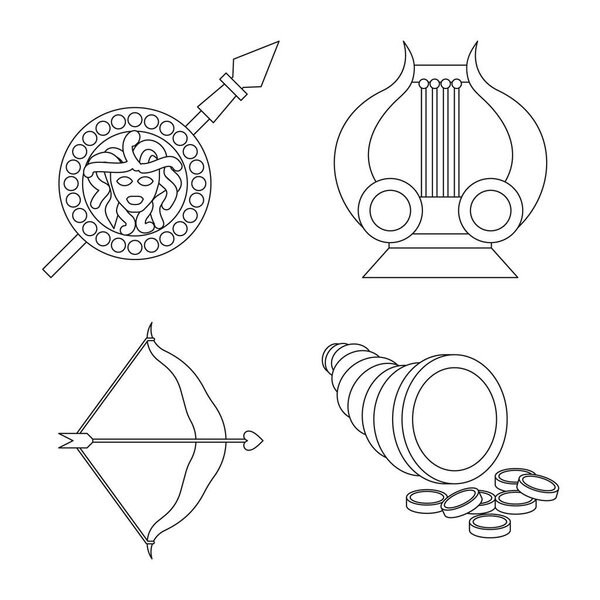 Isolated object of mythology and god sign. Set of mythology and culture vector icon for stock.