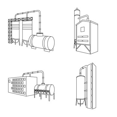 Mimari ve endüstriyel sembol vektör tasarımı. Mimari ve yapı stok vektör illüstrasyon koleksiyonu.