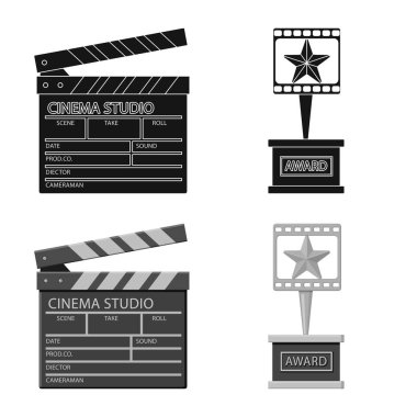 Televizyon ve işareti filme vektör çizimi. Televizyon ve hisse senedi için vektör simge ile ilgilenen koleksiyonu.