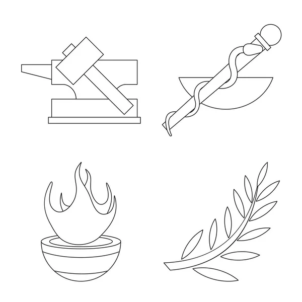 Desenho vetorial da mitologia e logotipo de deus. Coleção de mitologia e cultura símbolo de estoque para web . — Vetor de Stock