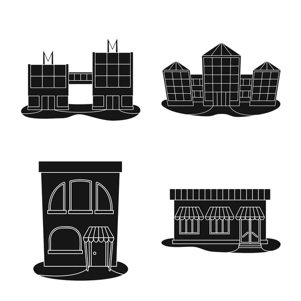 Векторная иллюстрация супермаркета и строительного символа. Набор иконки супермаркета и коммерческого вектора на складе . — стоковый вектор