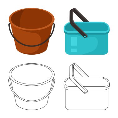 Temizlik ve ev işareti vektör tasarımı. Web için temizlik ve yıkama stok sembolü seti.