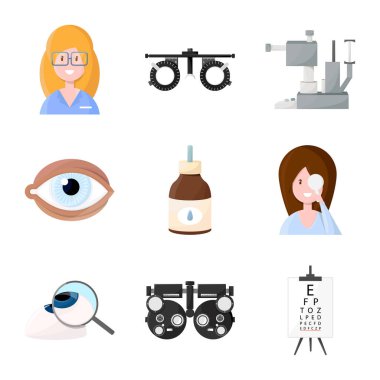 Vizyon ve klinik işareti vektör Illustration. Hisse senedi için vizyon ve Oftalmoloji vektör simgesi seti.