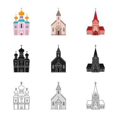 Kült ve tapınak logosu vektör Illustration. Kült ve cemaat stok vektör illüstrasyon seti.