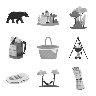 Rekreasyon ve Turizm sembolünün vektör tasarımı. Web için rekreasyon ve Wildlife stok sembolü seti.