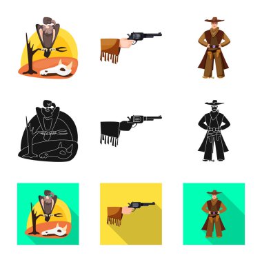 Texas ve tarih logosu vektör illüstrasyon. Hisse senedi için texas ve kültür vektör simgesi kümesi.