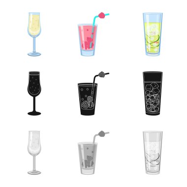 İçki ve restoran tabelası izole nesne. İçki ve bileşen stok vektör çizim seti.