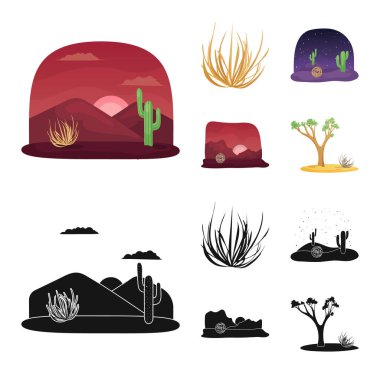 Manzara ve doğa sembolü izole nesne. Peyzaj ve çevre stok vektör illüstrasyon seti.