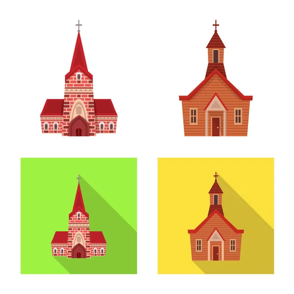 Ilustración vectorial del culto y el icono del templo. Conjunto de culto y símbolo de stock parroquial para web . — Vector de stock