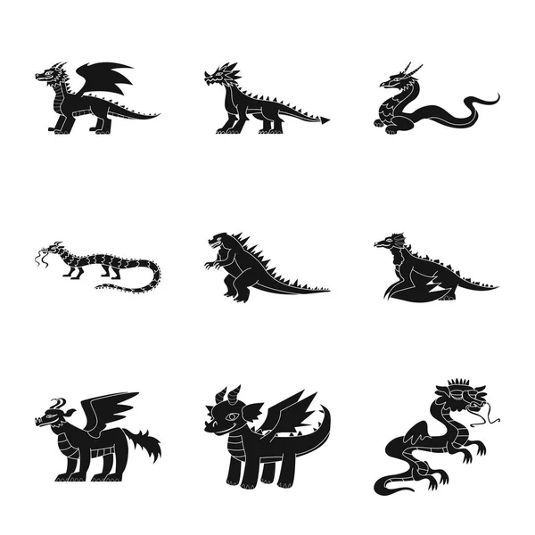 Objeto aislado de dinosaurio e icono de la historia. Conjunto de ilustración de vectores de dinosaurios y animales . — Vector de stock