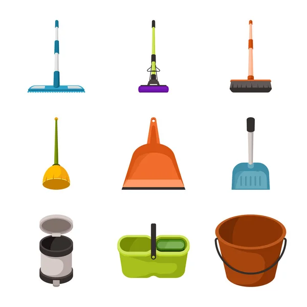 Vektor design av utrustning och hushållsarbete tecken. Insamling av utrustning och ren lager symbol för webb. — Stock vektor