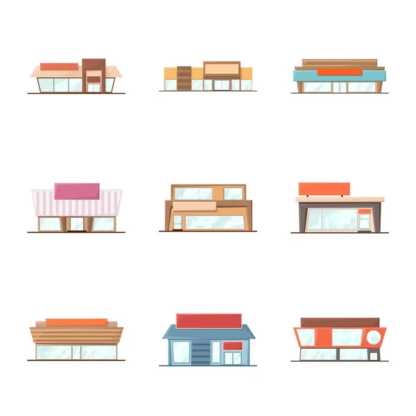 Vector design of building and supermarket icon. Collection of building and market vector icon for stock. — Stock Vector