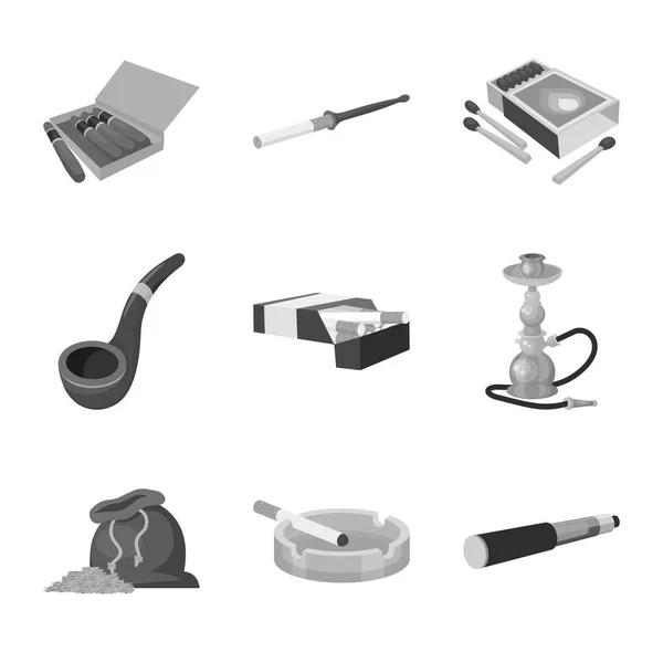 Vektorová ilustrace zařízení a symbol kouření. Sada zařízení a vektor poškození materiálu – ilustrace. — Stockový vektor