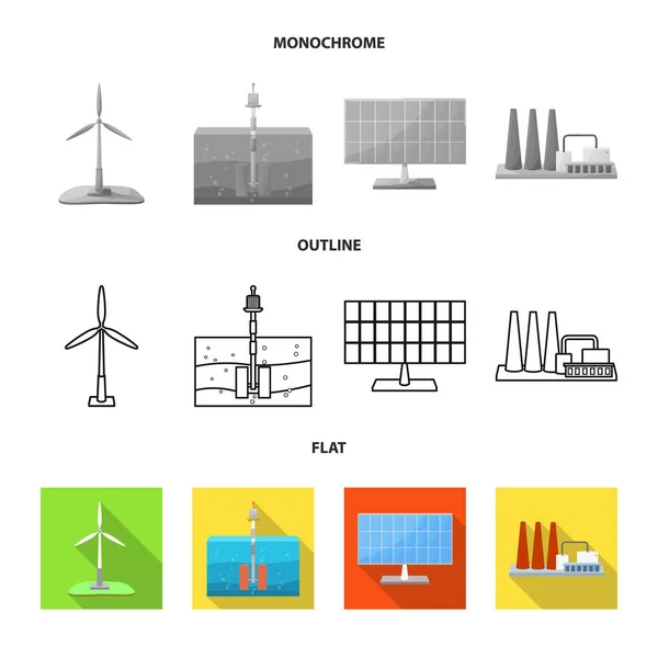 Vector illustratie van bron-en omgevings teken. Verzameling bron-en bio-vector pictogram voor voorraad. — Stockvector