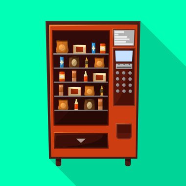 Otomat ve makine işareti yalıtılmış nesne. Otomat ve düğme stok vektör çizim seti.