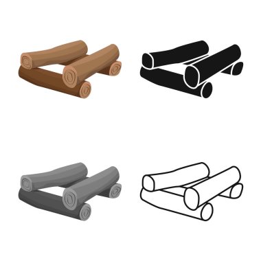 Günlük ve yığılmış işareti yalıtılmış nesne. Kütük ve kahverengi stok vektör illüstrasyon koleksiyonu.