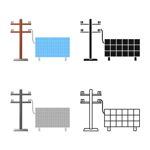 Vector illustratie van batterij en elektrisch pictogram. Collectie van batterij en industrie voorraad vector illustratie. — Stockvector