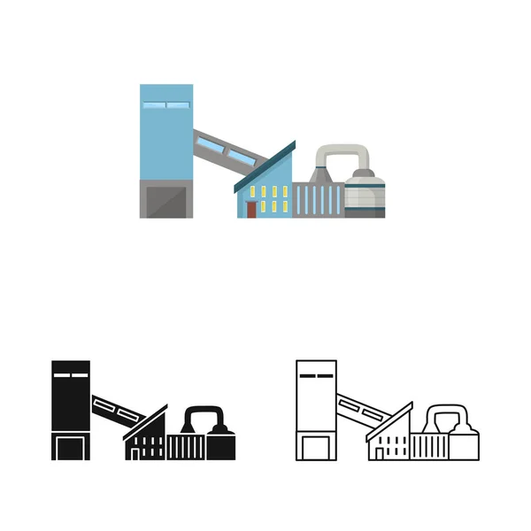 Ilustração vetorial de manufactory e símbolo de planta. Coleção de ilustrações vetoriais de manufatura e estoque urbano . —  Vetores de Stock