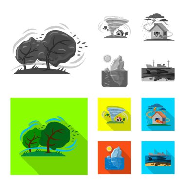Doğal ve felaket simge vektör Illustration. Doğal topluluğu ve risk hisse senedi vektör çizim.