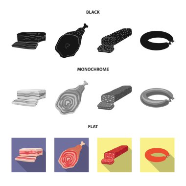 Et ve jambon simge vektör tasarımı. Et ve hisse senedi vektör çizim pişirme koleksiyonu.