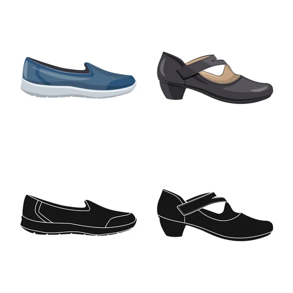 Ayakkabı ve kadın logo yalıtılmış nesne. Ayakkabı gibi ayarla ve hisse senedi simgesi web için ayak. — Stok Vektör