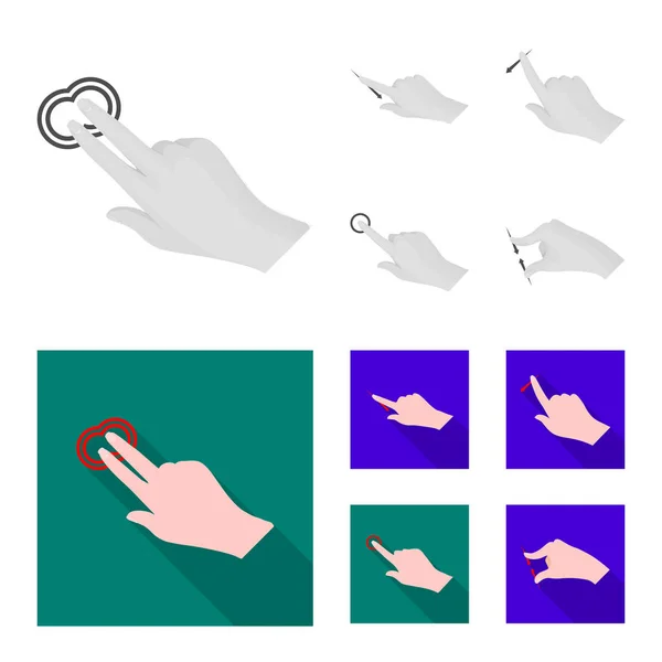 Ilustración vectorial de pantalla táctil y símbolo de mano. Colección de pantalla táctil e ilustración de vector de stock táctil . — Vector de stock