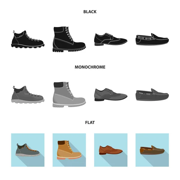 Ilustracja wektorowa ikona obuwia i obuwie. Zestaw butów i stóp Stockowa ilustracja wektorowa. — Wektor stockowy