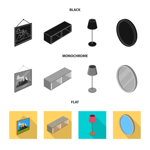 Objet isolé de chambre à coucher et icône de chambre. Ensemble d'icône vectorielle de chambre à coucher et de meubles pour stock . — Image vectorielle