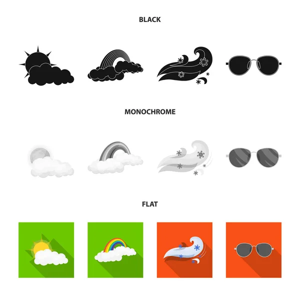 Векторная иллюстрация погоды и климатического символа. Набор погодных и облачных символов для веб-сайтов . — стоковый вектор