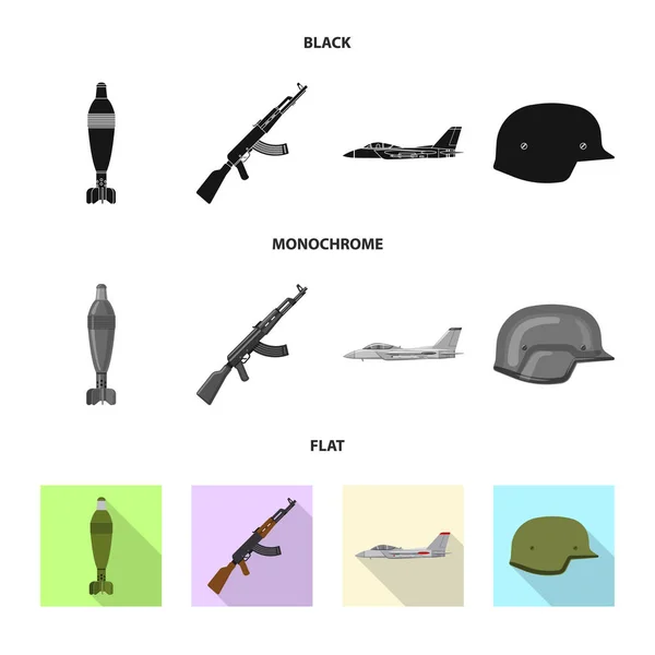 Ilustración vectorial del arma y el icono del arma. Conjunto de armas y ejército icono de vector para la acción . — Vector de stock