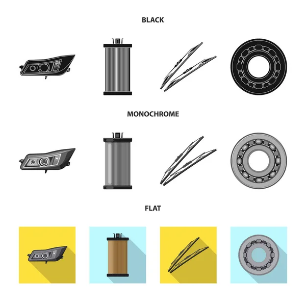 Objeto aislado de auto y símbolo de parte. Colección de auto y coche símbolo de stock para la web . — Vector de stock