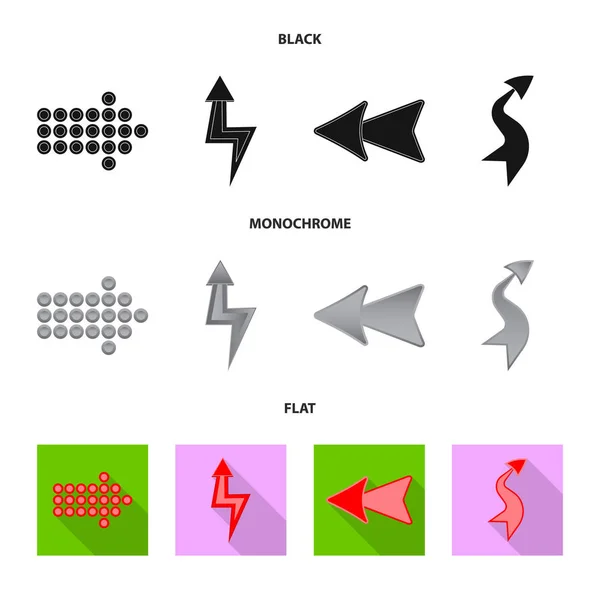 Illustration vectorielle de l'élément et de l'icône flèche. Ensemble d'éléments et d'icônes vectorielles de direction pour stock . — Image vectorielle