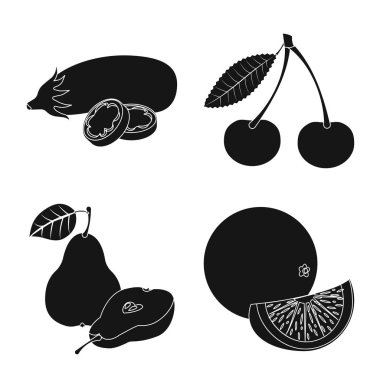 Sebze ve meyve simge vektör Illustration. Sebze ve vejeteryan hisse senedi vektör çizim topluluğu.